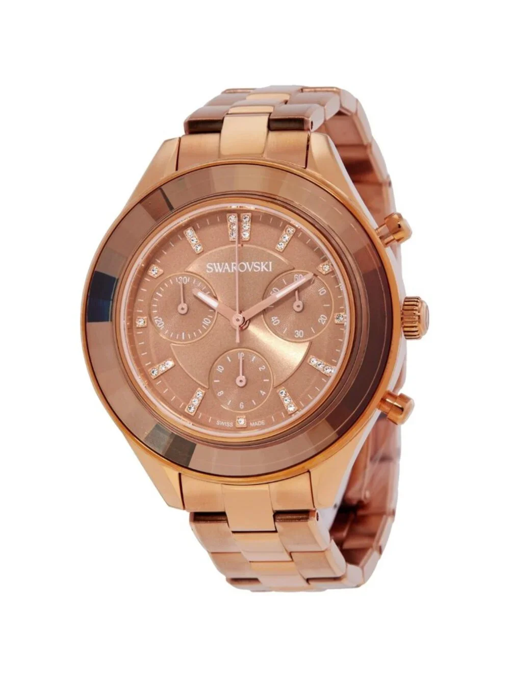 NWT Swarovski Octea Lux Sport Chronograph Quartz Crystal Brown Dial Unisex Watch
